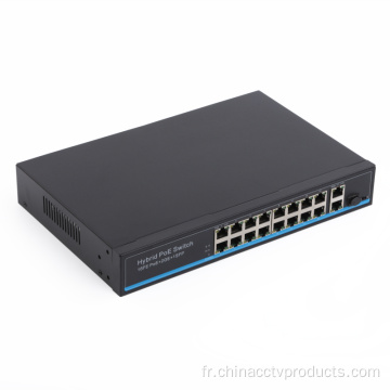 Interrupteur Poe Gigabit de CCTV 16PORTS avec port SFP